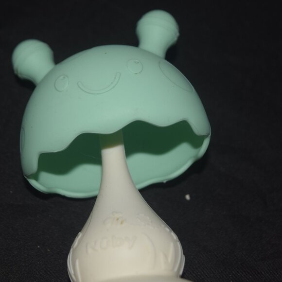 Nuby Super Soft Silicone Baby Teether with Suction Base, Mushroom Bobblehead - Picture 2 of 3